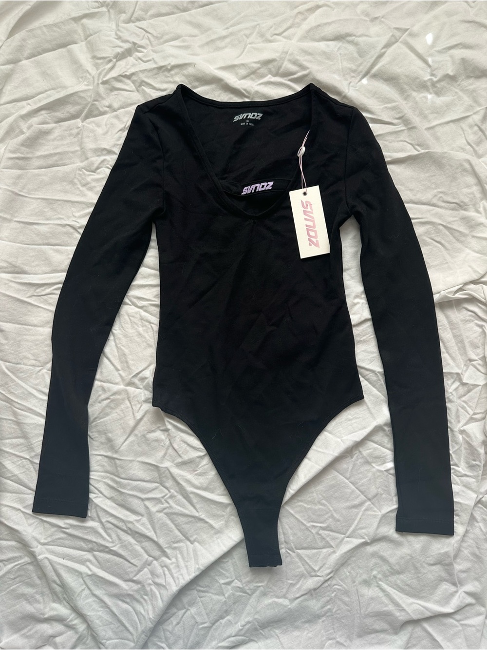 SVNDZ Black Long Sleeve Scoop Bodysuit NWT Size XS